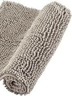 Chenille Bathroom Rugs Non Slip Bath Bathroom Accessories (Light Grey, 16 x 24")